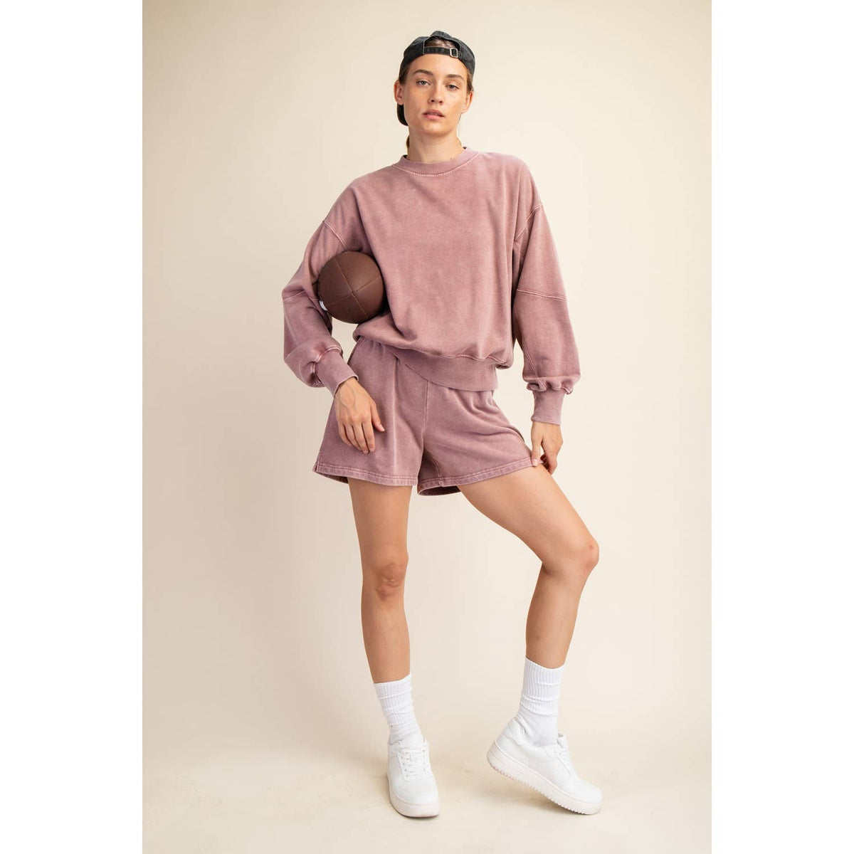 Rae Mode Mineral Washed French Terry Short Set: Mocha