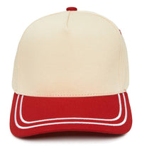 Funky Junque - Embroidered Brim Two Tone Trucker Hat - Red/Beige
