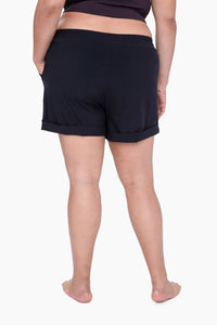 Mono B CURVY Highwaist Athleisure Shorts with Cuffed Leg - Orient Blue