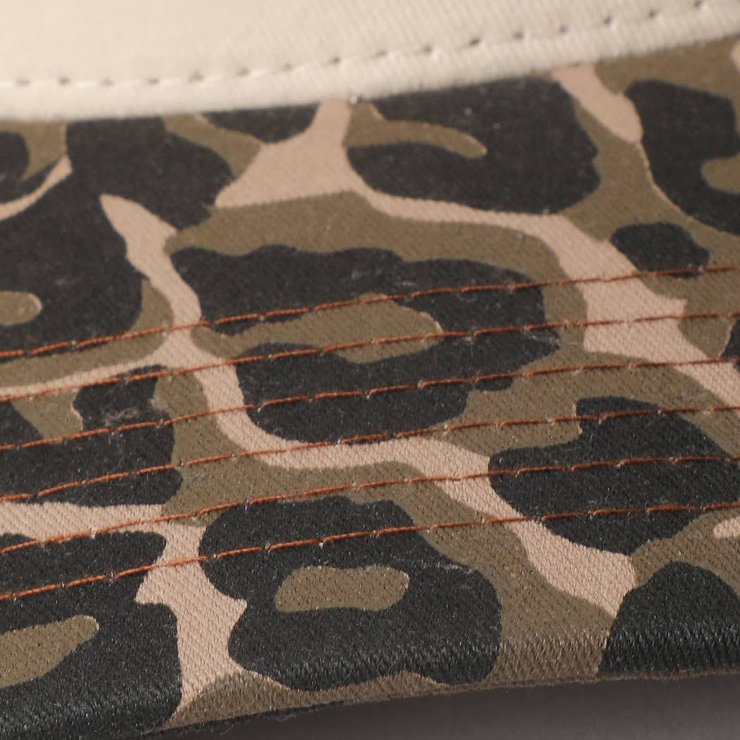 Fashion City - Two Tone Leopard Printed Canvas Trucker Hat: LEOPARD / One Size