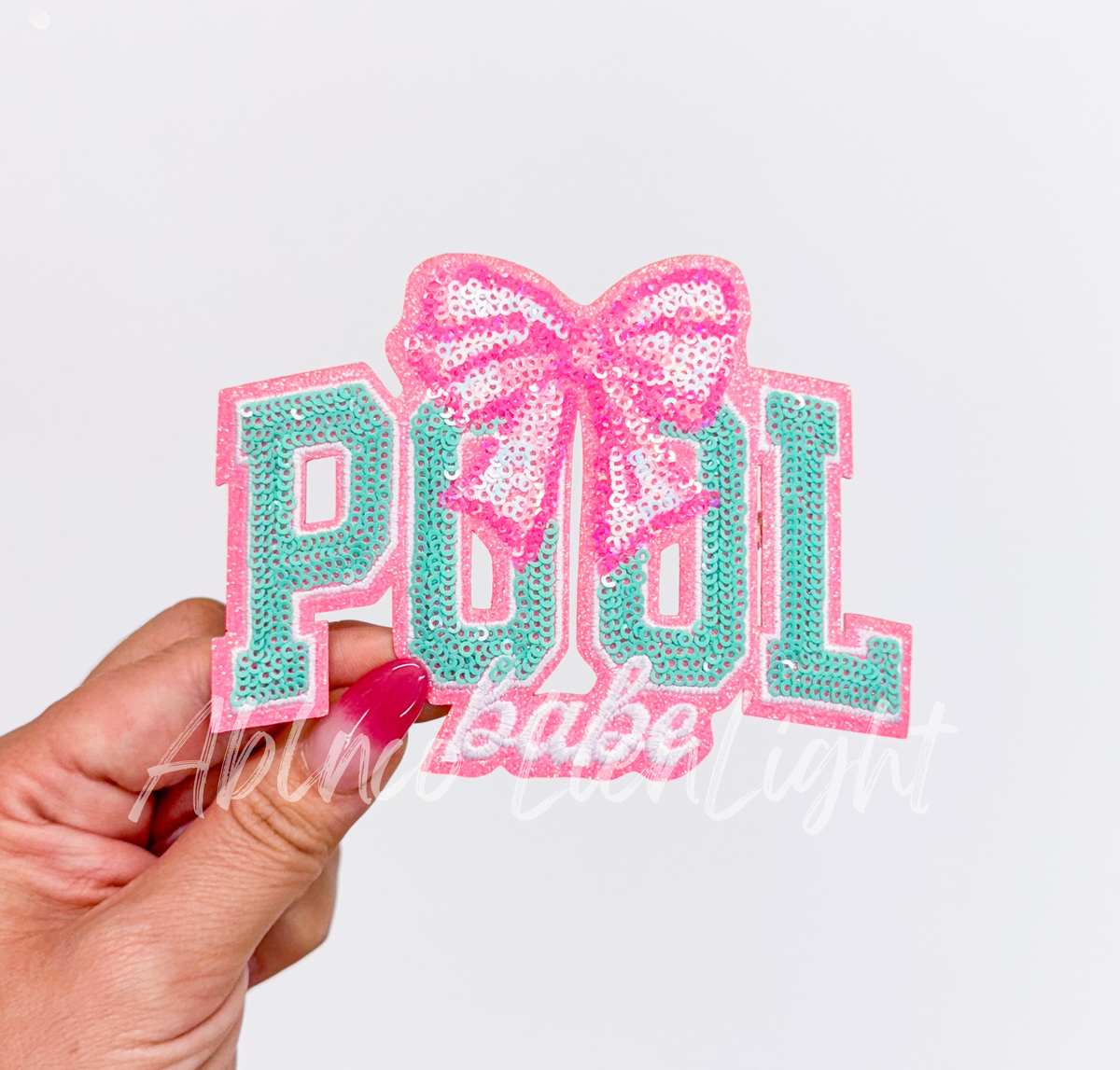 ABLNco - Pink Bow Pool Babe Summer Sequin Patch