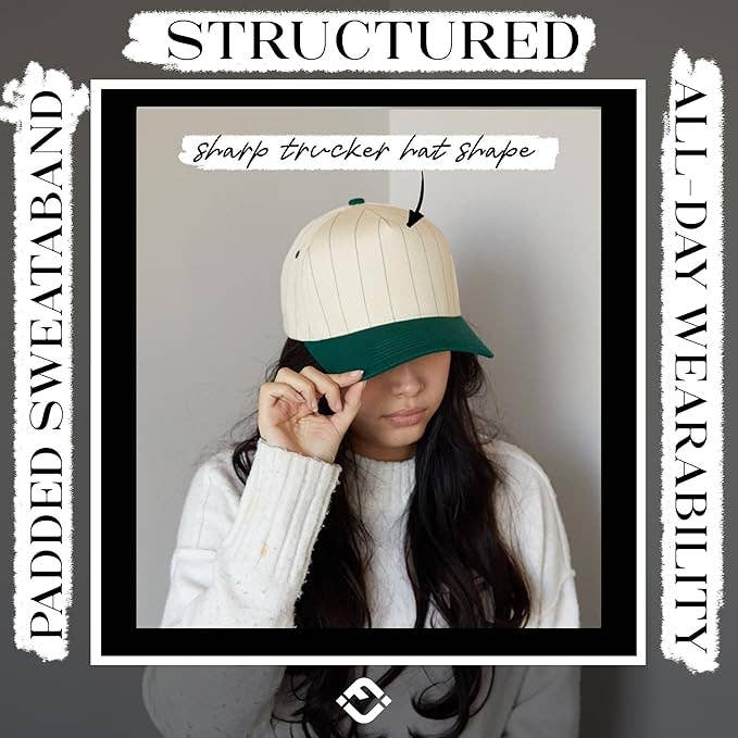 Funky Junque - Two Tone Vintage Snapback Hat - Pinstripe - Green/Beige