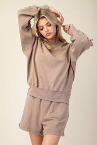 Rae Mode Mineral Washed French Terry Short Set: Mocha