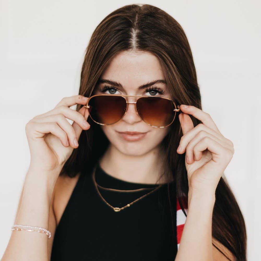 Pretty Simple Alexa Aviator Frame Sunglasses - Black