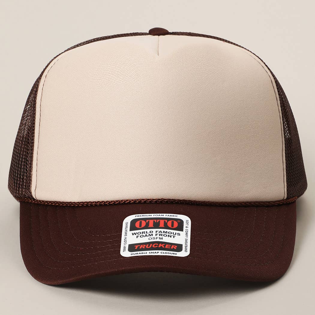 Classic Foam Front Trucker Hat: Brown-Tan