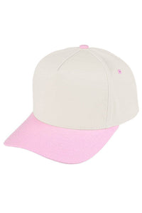 Two Tone Canvas Trucker Hat: Light Pink & Beige