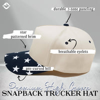 Funky Junque - Two Tone Vintage Snapback Hat - Star Print - Navy/Beige