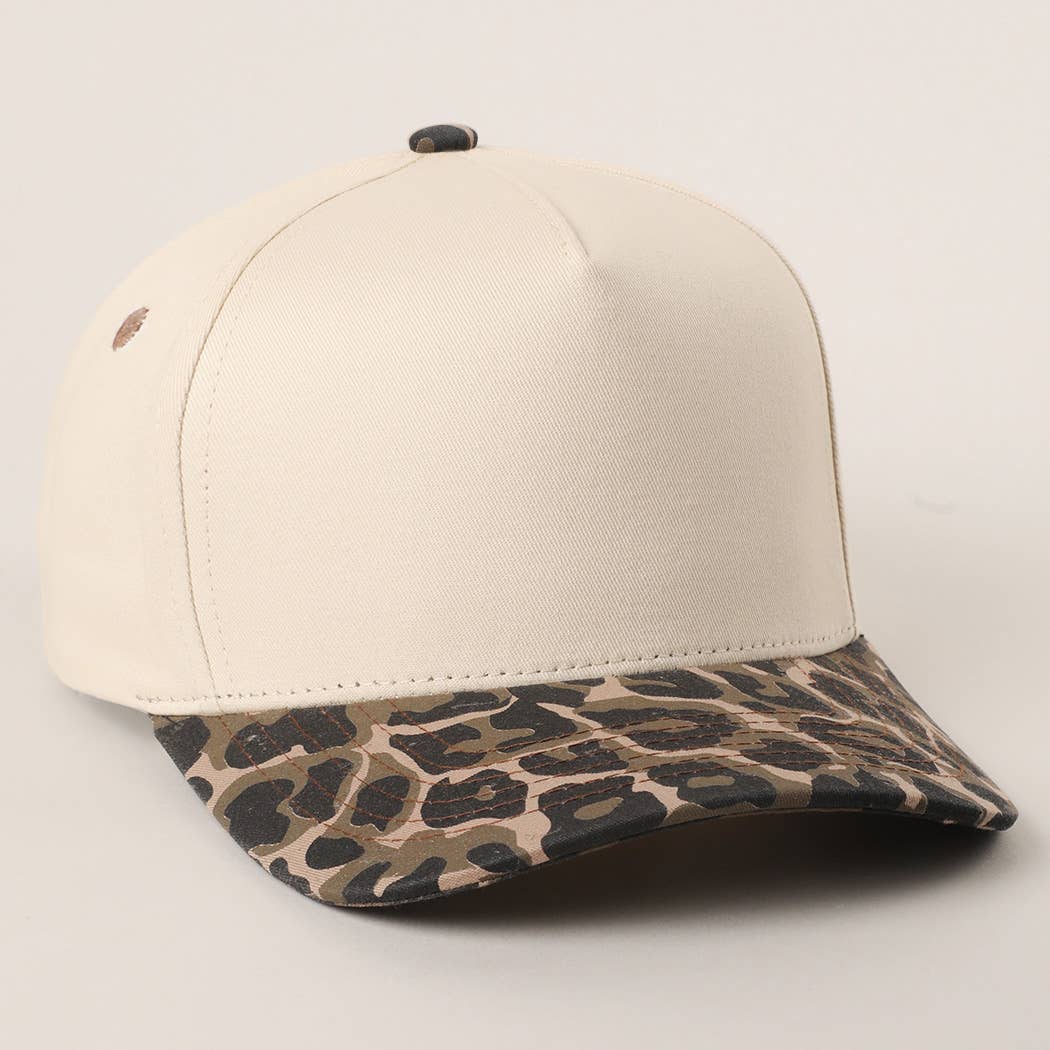 Fashion City - Two Tone Leopard Printed Canvas Trucker Hat: LEOPARD / One Size