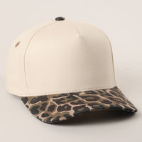 Fashion City - Two Tone Leopard Printed Canvas Trucker Hat: LEOPARD / One Size