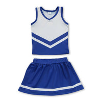 Yawoo Garments - Sleeveless white maroon top skirt girls team cheer active set: Maroon / 6-7T