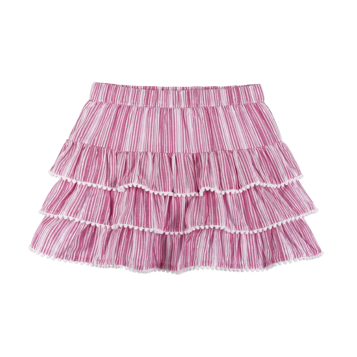 Andy & Evan Girls Toddler Pink Stripe Top & Tiered Ruffle Skirt Set