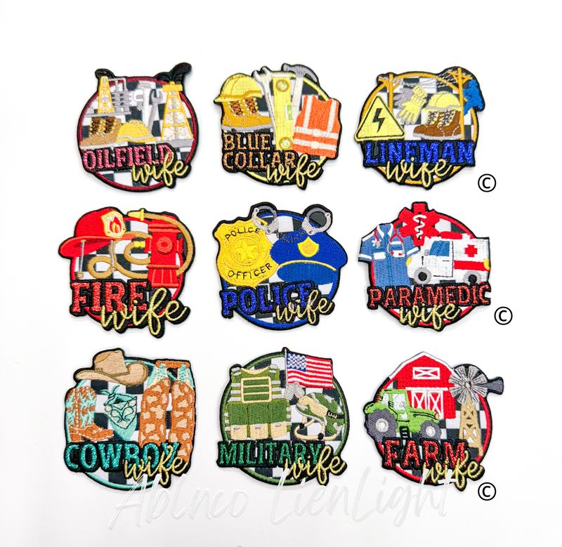 ABLNco - Military Wife Glitter Embroidery Patch Iron On