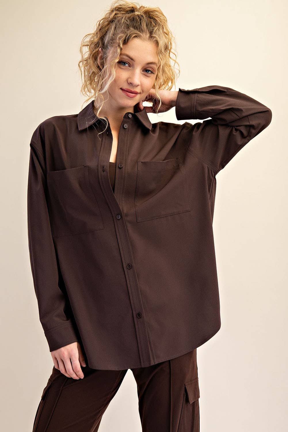 Rae Mode White Crinkle Woven Oversized Shirt