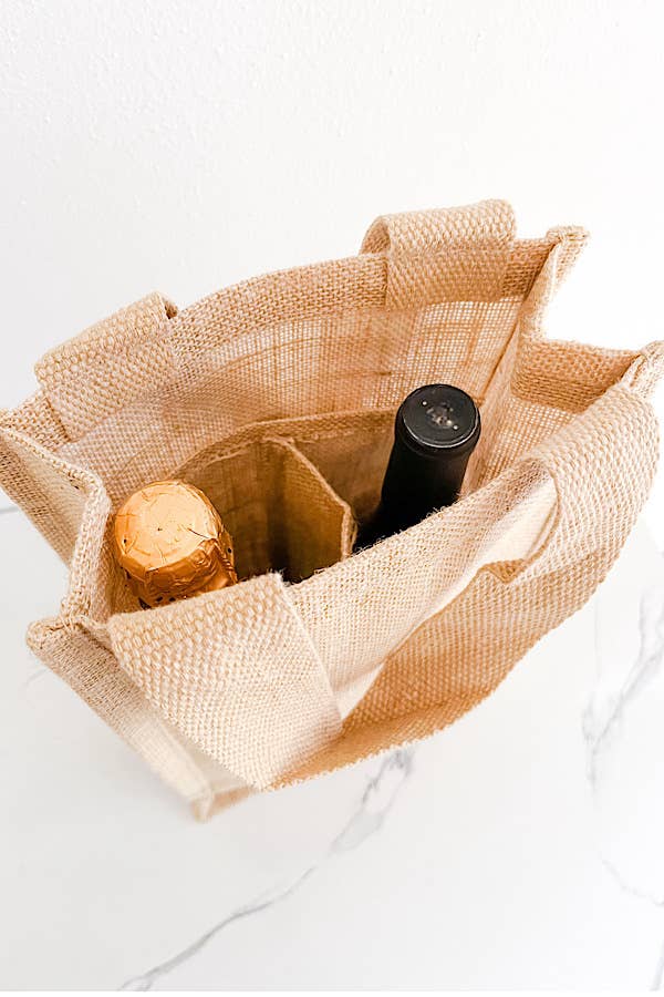 Custom Jute 2 Bottle Wine Bag