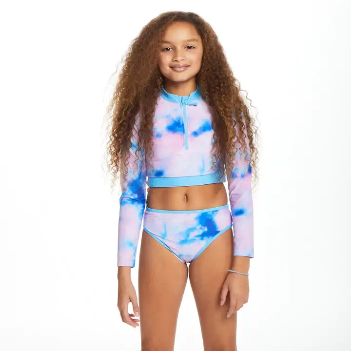 Andy & Evan Girls Tween Rashguard Swim Set: Tie Dye