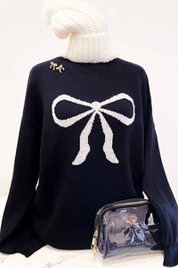 Nash Grey - Ella Black Bow Sweater