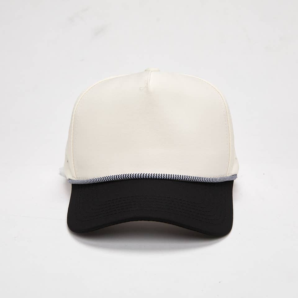 Funky Junque - Blank Laser Cut Golf Rope Cap - Black/Beige