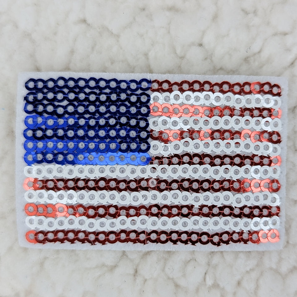 Trendy Transfers - American Flag Sequin HAT/POCKET Patch