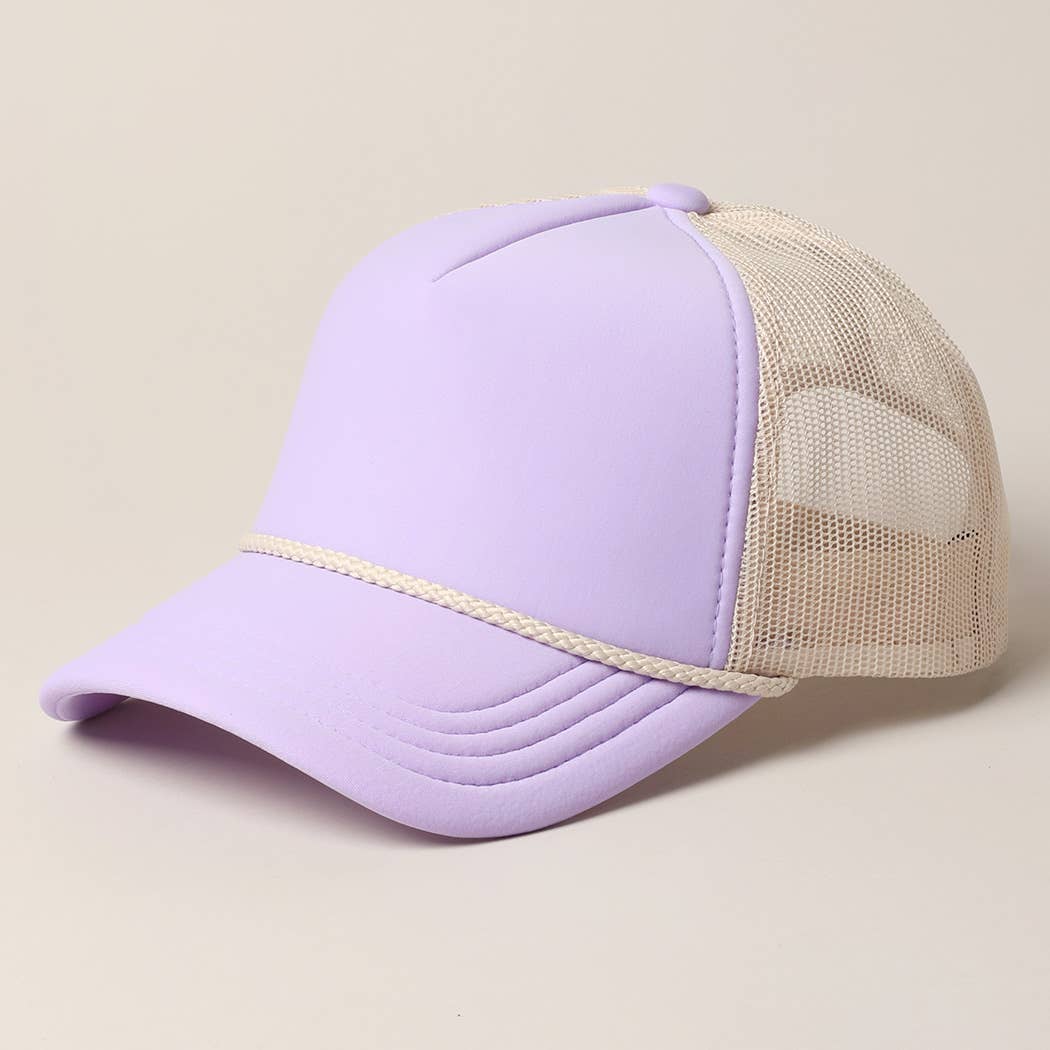 Classic Foam Front Trucker Hat: Lavender-Cream