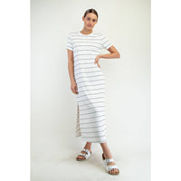 Rae Mode Modal Scuba Stripe Maxi Dress: Cream/Black