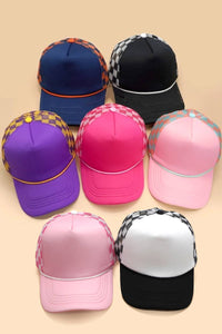 Classic Foam Front Trucker Hat - Fuschia/Pink-Checkered Mesh