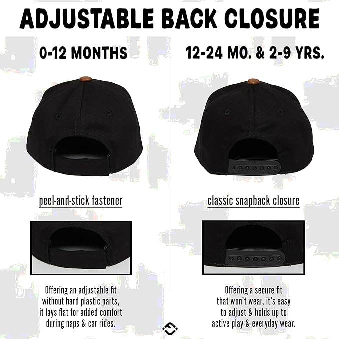 Funky Junque - Flat Brim Trucker Hat - Black/Faux Leather Brim: Kids (2-9 Years)