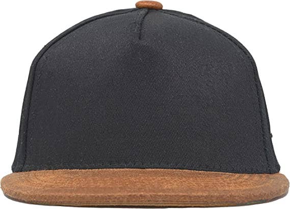 Funky Junque - Flat Brim Trucker Hat - Black/Faux Leather Brim: Kids (2-9 Years)
