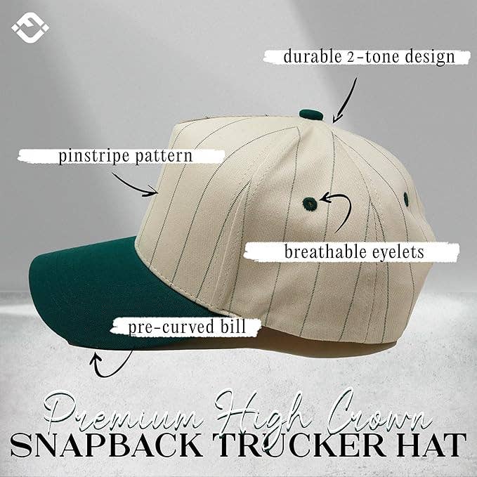 Funky Junque - Two Tone Vintage Snapback Hat - Pinstripe - Green/Beige