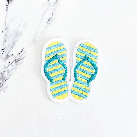 Blue Striped Flip Flops Trucker Hat Patch