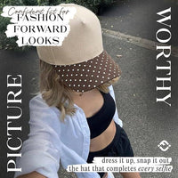 Funky Junque - Two Tone Vintage Snapback Hat - Polka Dots - Brown/Beige