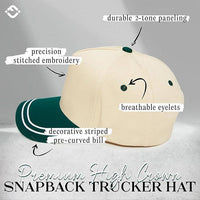 Funky Junque - Embroidered Brim Two Tone Trucker Hat - Kelly Green/Beige
