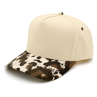 Funky Junque - Blank Two Tone Vintage Snapback Hat - Cow Print/Beige