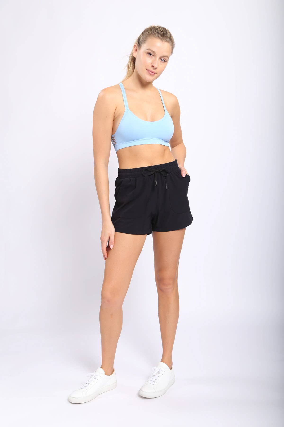 Mono B Athleisure Shorts with Drawstring - BLACK