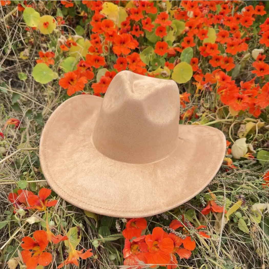 Queens INC - Fashion Vegan suede cowboy hat: TAUPE / ONE SIZE