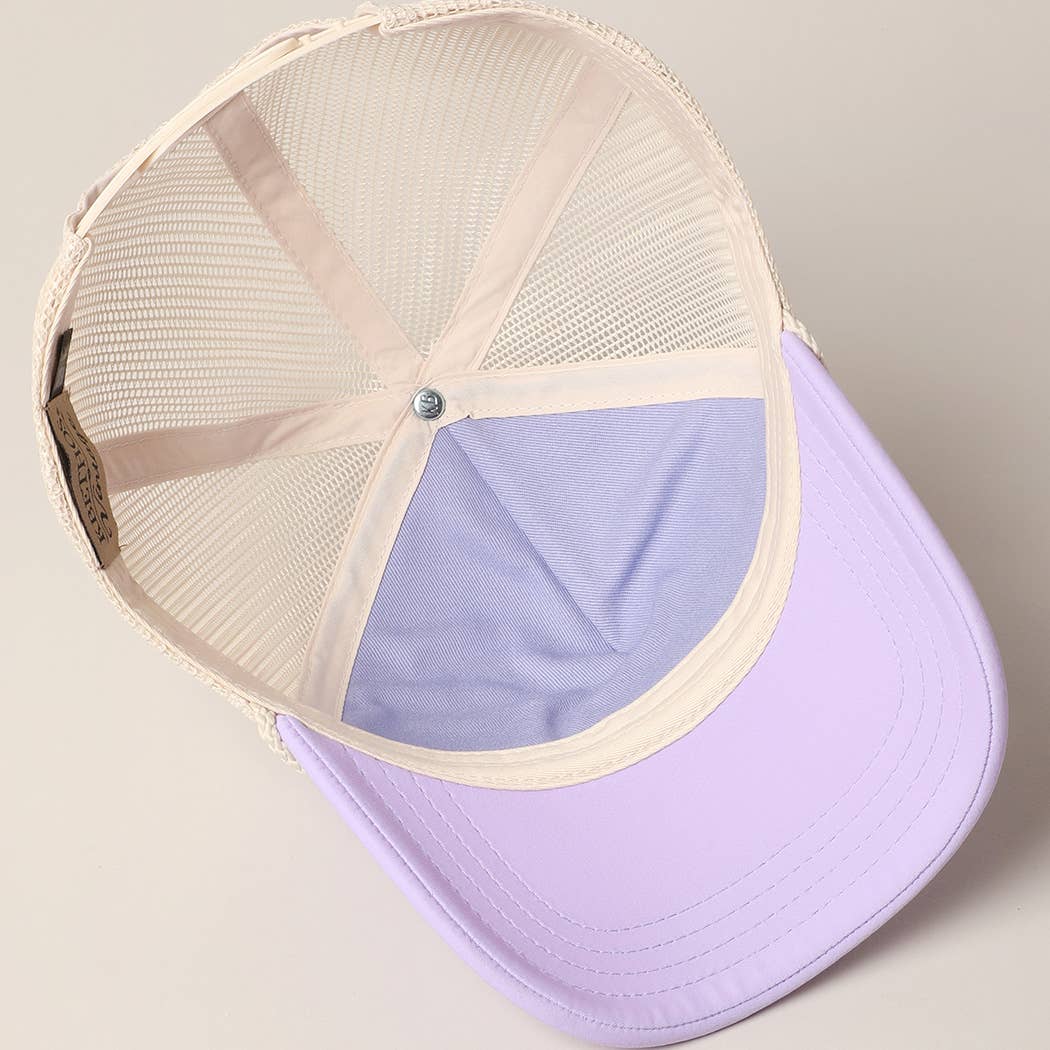 Classic Foam Front Trucker Hat: Lavender-Cream