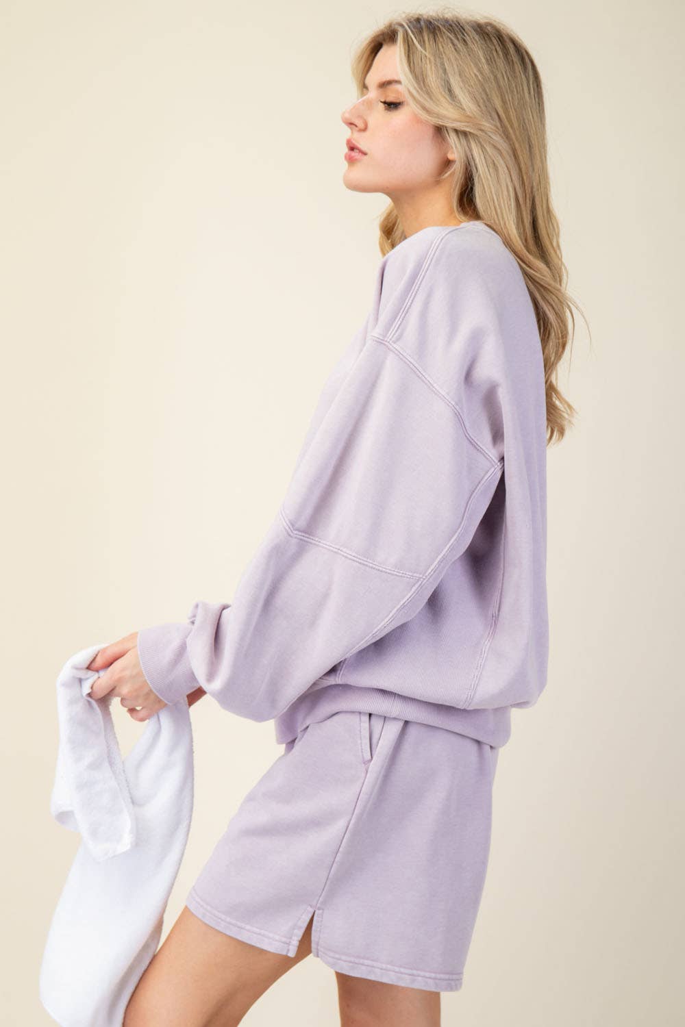 Rae Mode Mineral Washed French Terry Short Set: Mocha