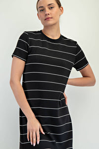 Rae Mode Modal Scuba Stripe Maxi Dress: Cream/Black