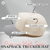 Funky Junque - Two Tone Vintage Snapback Hat - Gingham Print-Black & White