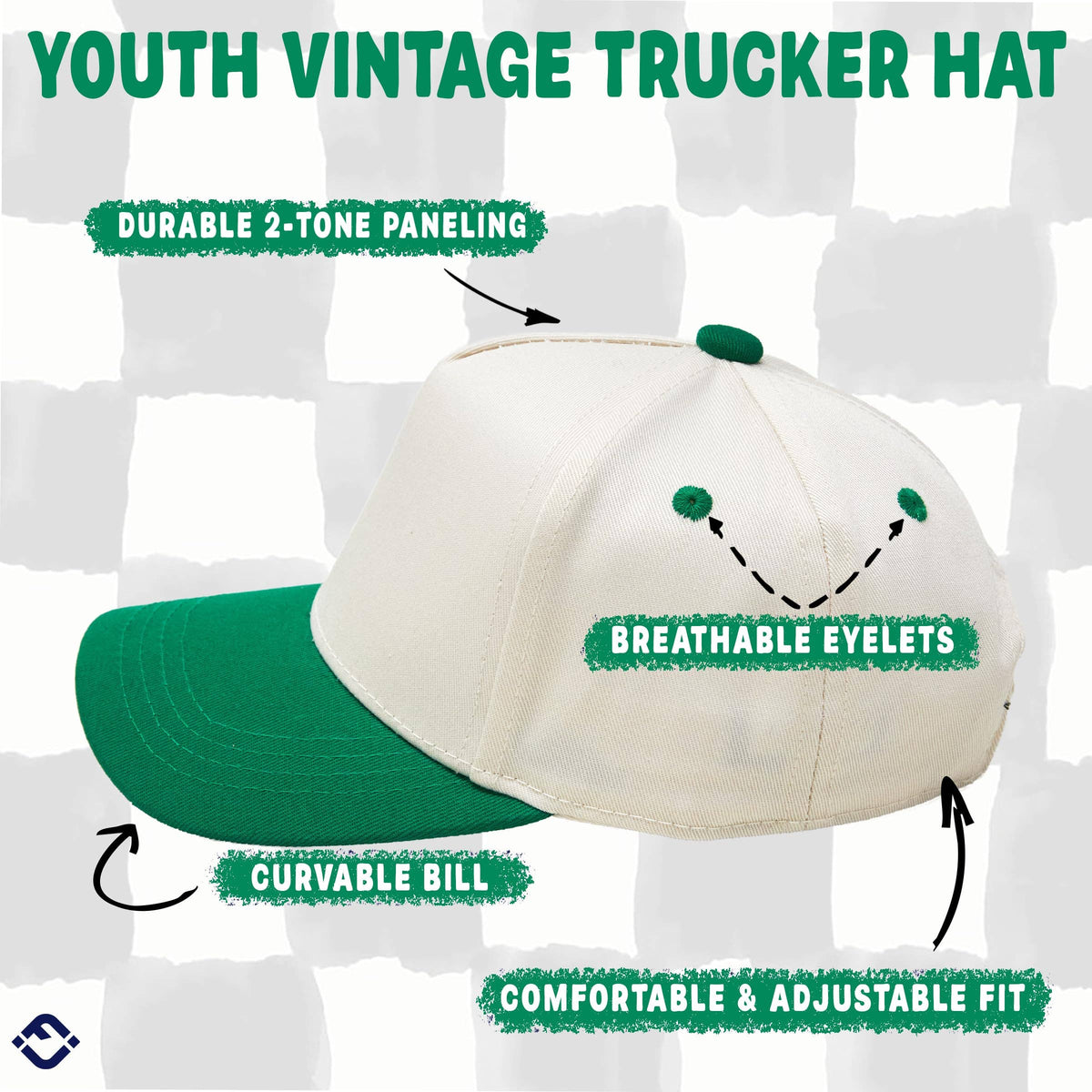 Funky Junque - Kids/Baby Two Tone Vintage Cap - Kelly Green/Beige: Kids (2-9 Years)
