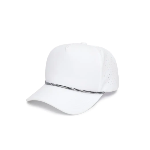 Blank Laser Cut Golf Rope Cap - White