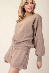 Rae Mode Mineral Washed French Terry Short Set: Mocha