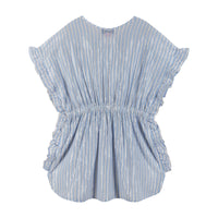 Andy & Evan Girls Tween Blue & White Striped Caftan Cover-Up: Blue Striped