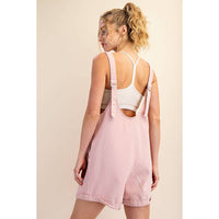 Rae Mode Cotton Twill Roll-Up Overall Short Romper: Dusty Sage