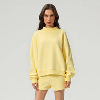 Sodalemon - Unisex Fall Cozy Fleece Mock Neck Sweatshirt: Black / S