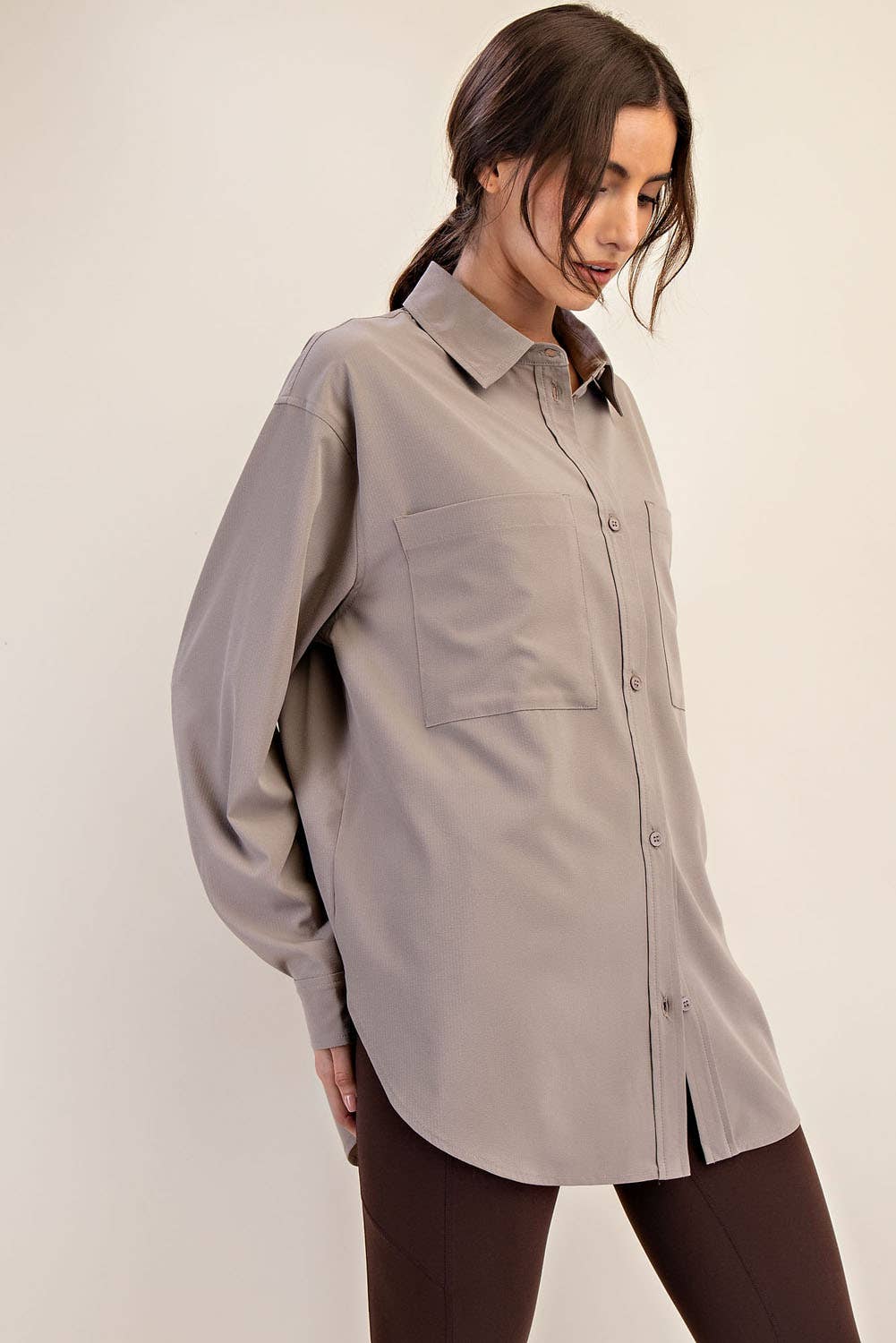 Rae Mode White Crinkle Woven Oversized Shirt