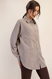 Rae Mode White Crinkle Woven Oversized Shirt