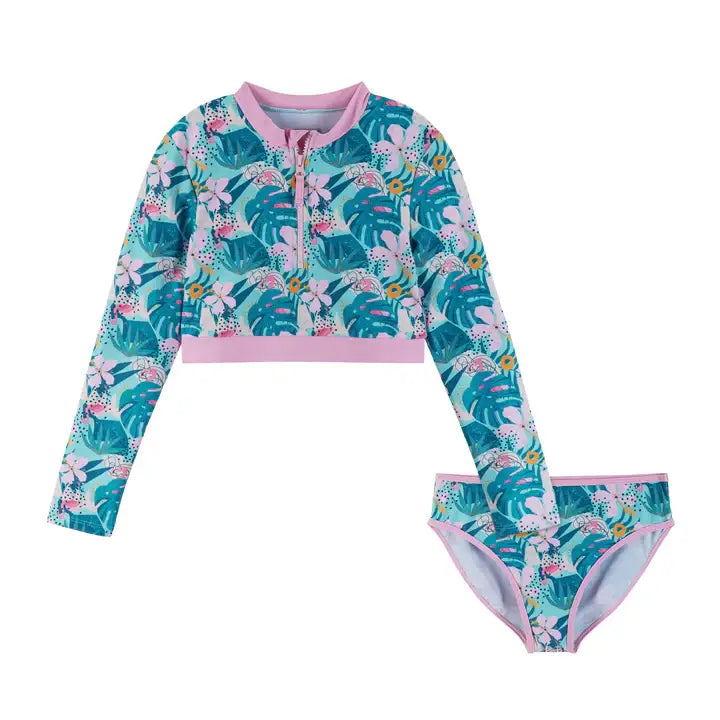 Andy & Evan Girls Tween Rashguard Swim Set: Tie Dye