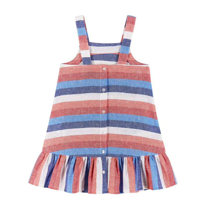 Andy & Evan Girls Toddler Americana Striped Chambray Dress