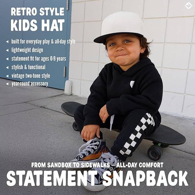 Funky Junque - Kids/Baby Two Tone Vintage Cap - Black/White: Kids (2-9 Years)