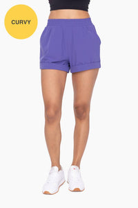 Mono B CURVY Highwaist Athleisure Shorts with Cuffed Leg - Orient Blue